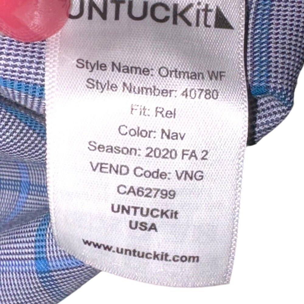 UNTUCKit Ortman WF Blue Windowpane Check Relaxed Fit Shirt XXXL 3XL 40780 Mens - Picture 6 of 7
